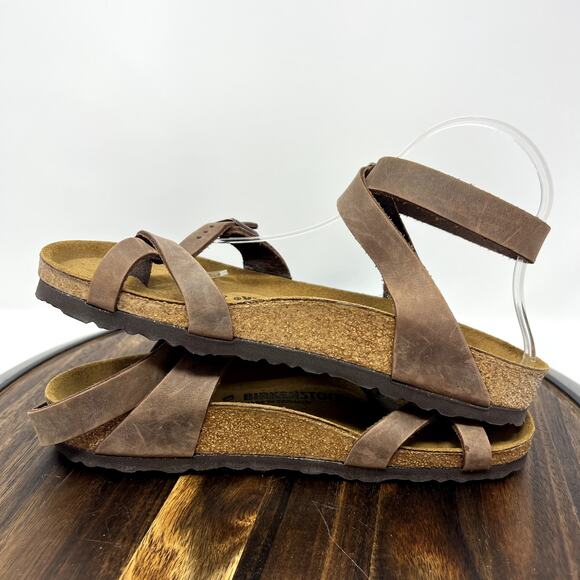 Birkenstock Sandals Women's 8 (39) Yara Brown Oiled Leather NWOT - Picture 4 of 6